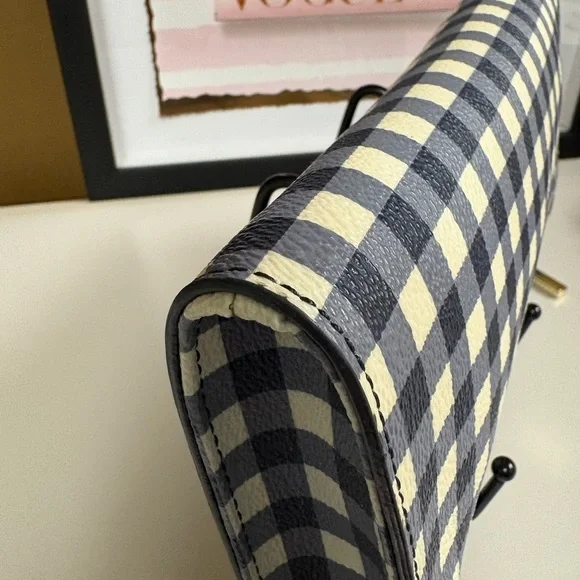 Tory Burch Robinson Navy White Gingham Crossbody - LNC - Picture 6 of 13